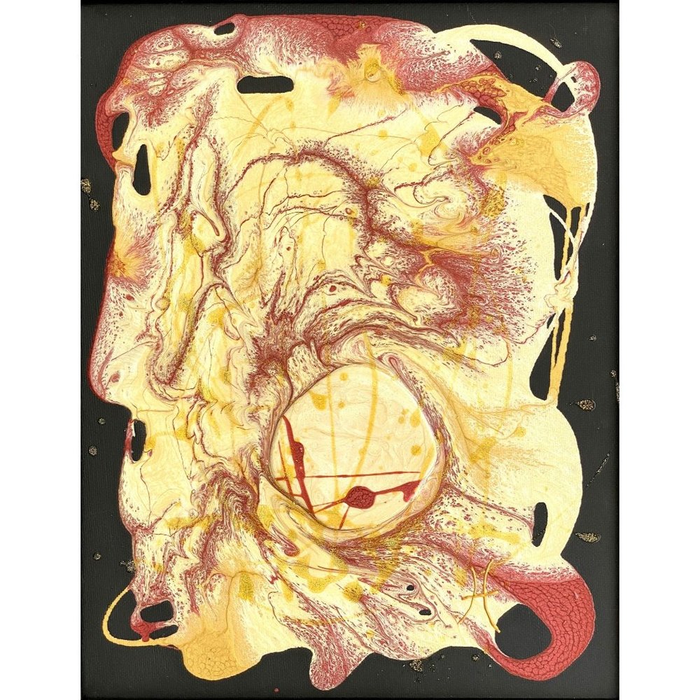Royal Pearl - Original Art Mixed Media and Resin Painting Framing 13"x16"